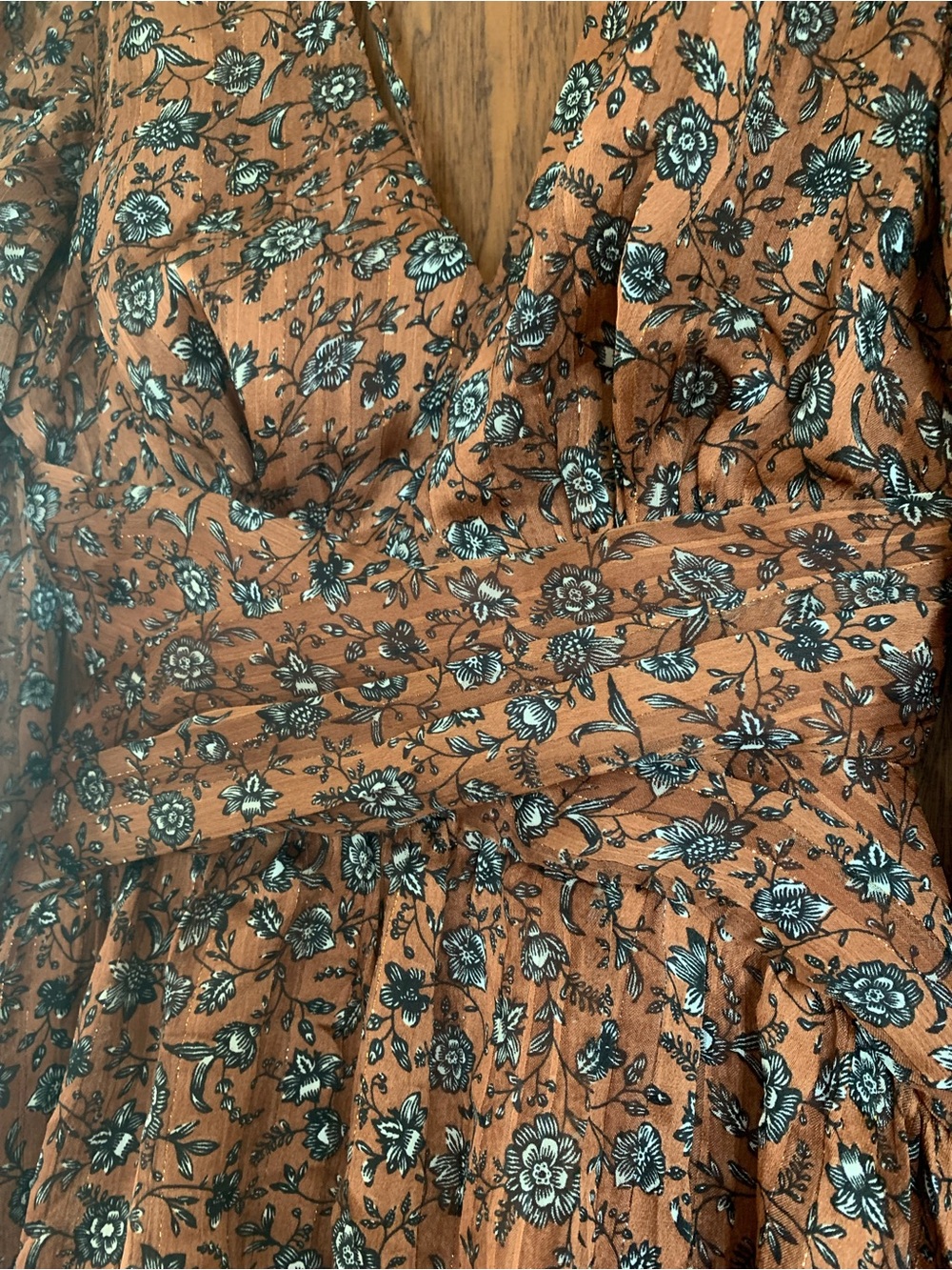 Astr Anora Brown Floral Tiered V-Neck Maxi Dress - Picture 12 of 16